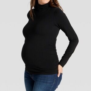 Motherhood Maternity Black Long Sleeve Stretch Turtleneck Top
